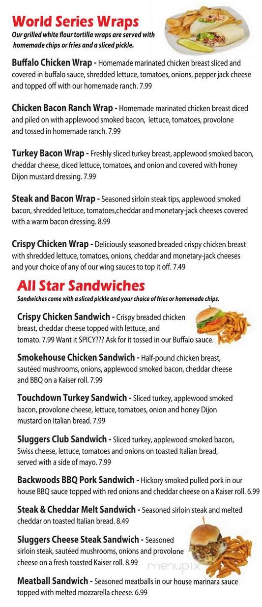 Sluggers Sports Pub - Du Bois, PA menu_pic
