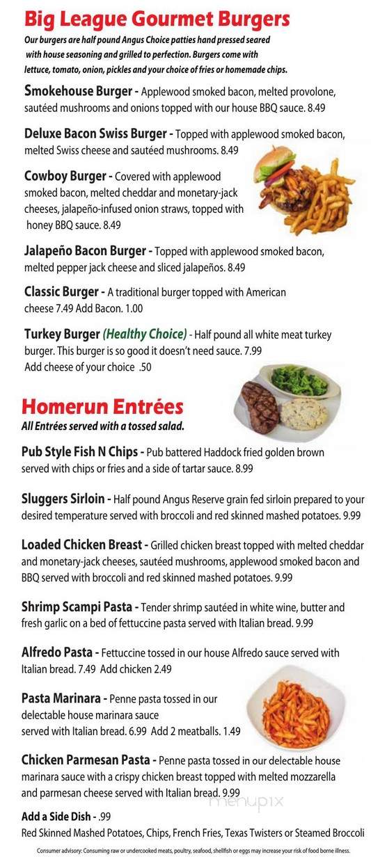Sluggers Sports Pub - Du Bois, PA menu_pic