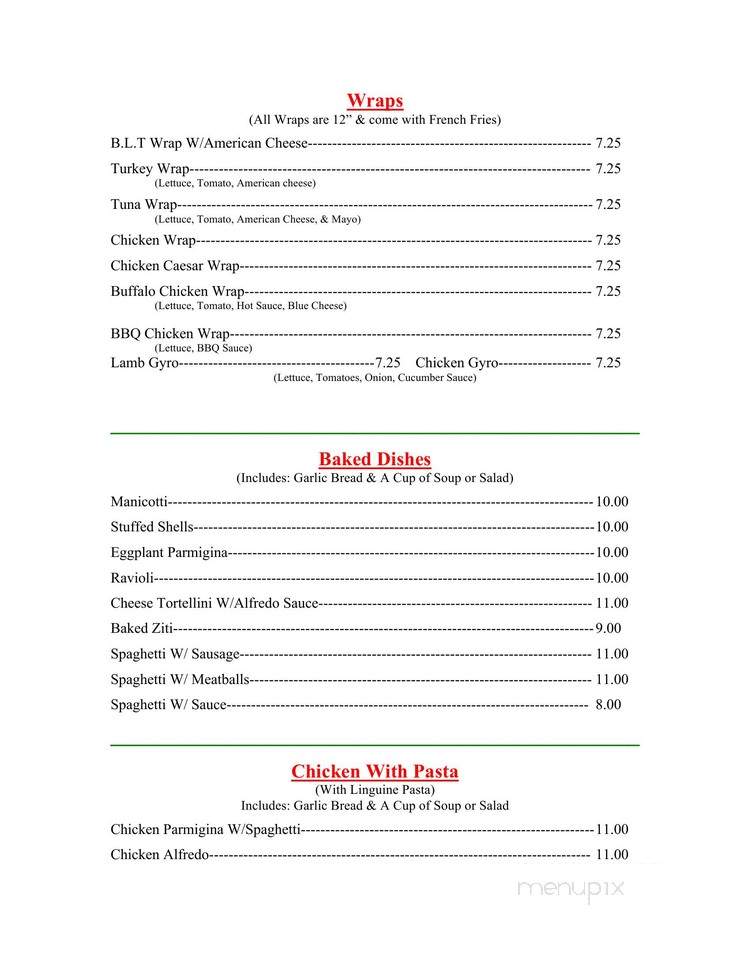 Tony's Pizza - Stockertown, PA menu_pic