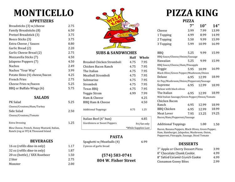 Pizza King - Monticello, IN
