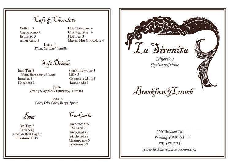 Little Mermaid - Solvang, CA menu_pic