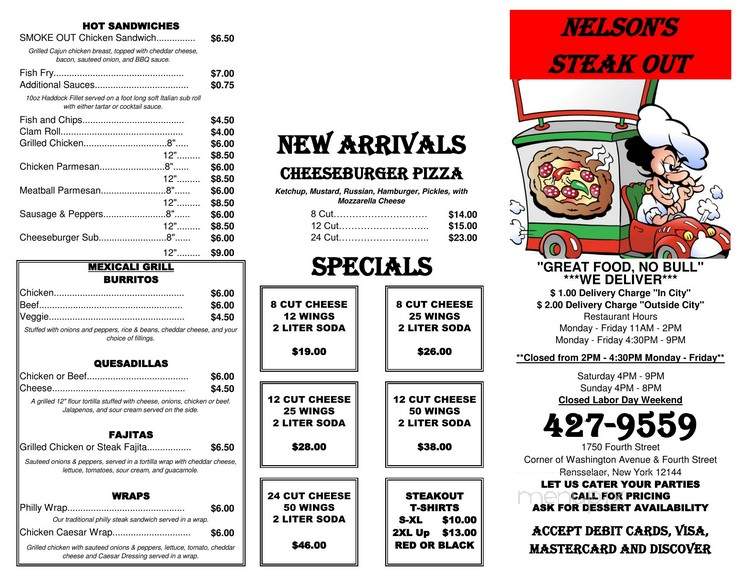 Nelsons Steak Out - Rensselaer, NY menu_pic