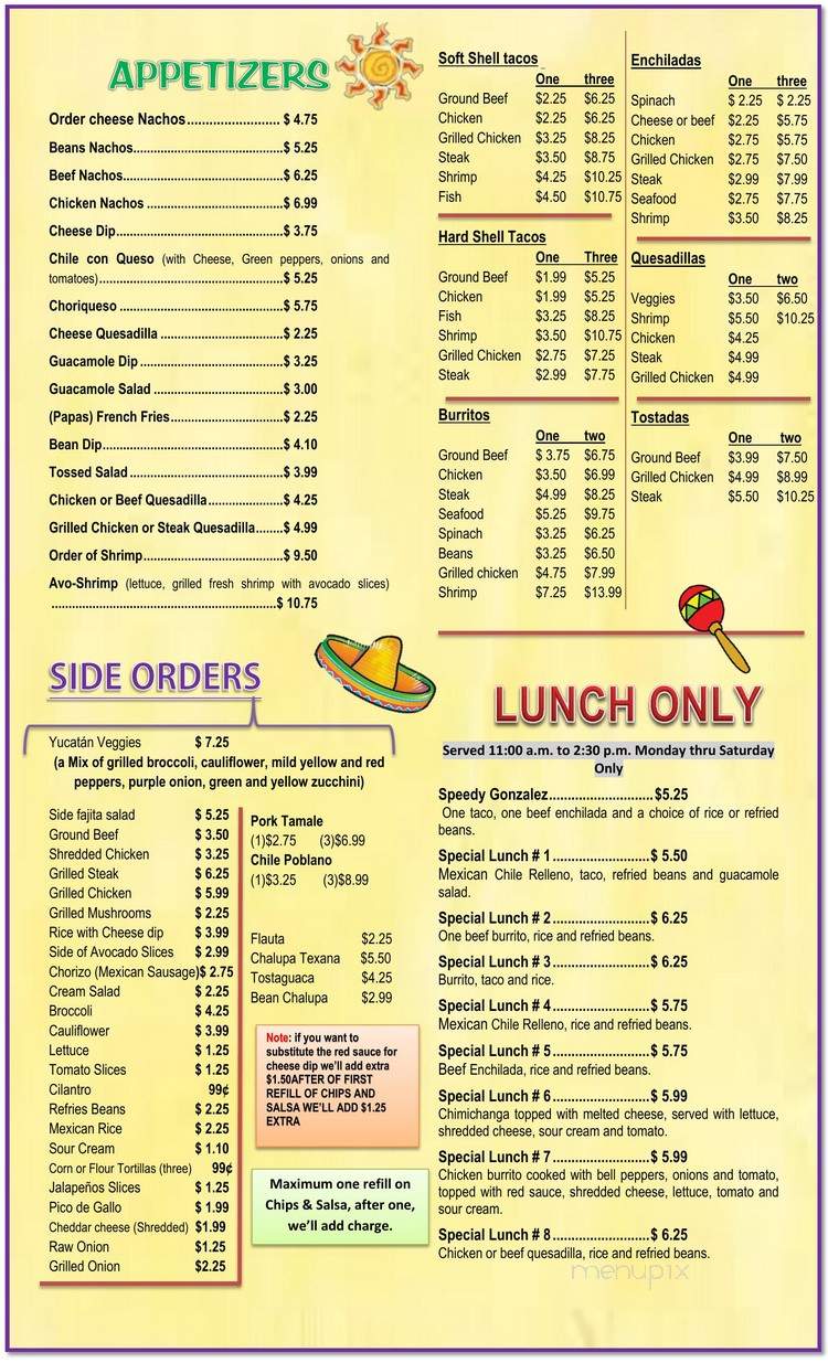 El Rincon Mexican Restaurant - Bridgeport, WV menu_pic
