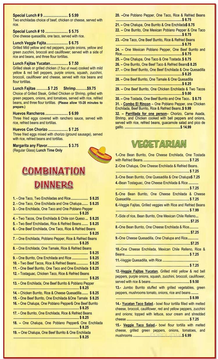 El Rincon Mexican Restaurant - Bridgeport, WV menu_pic