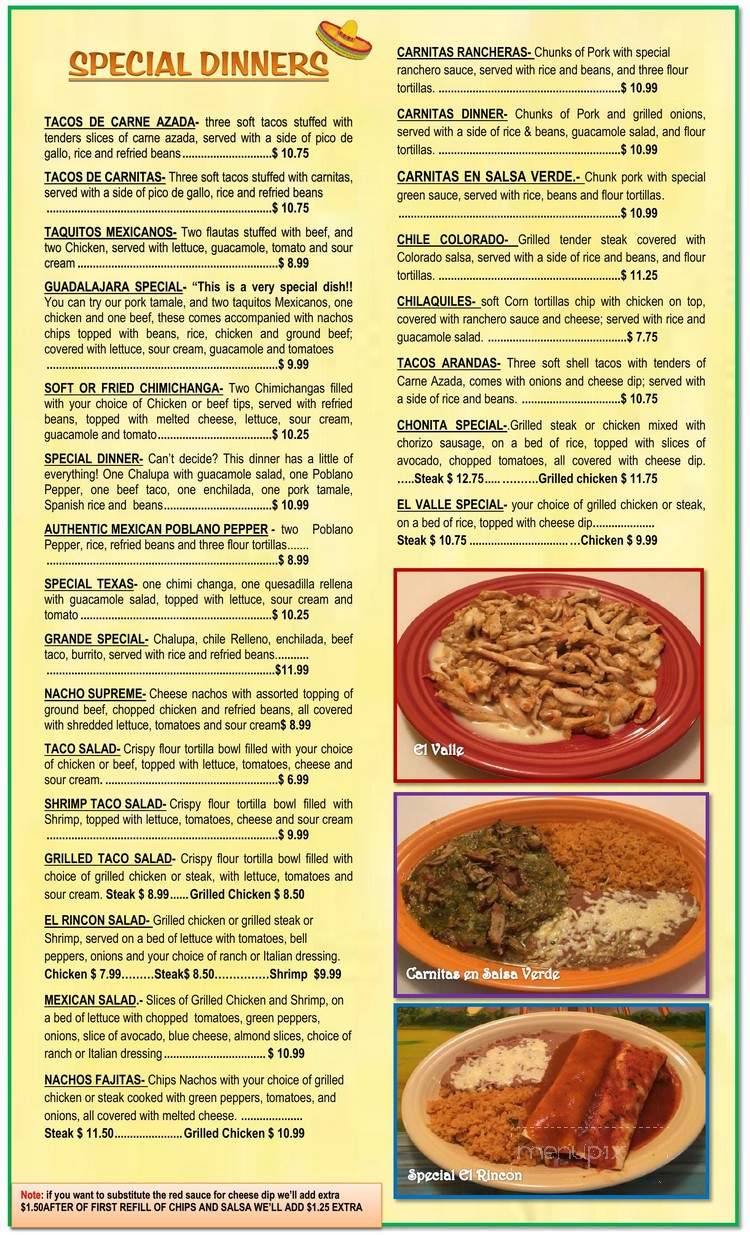 El Rincon Mexican Restaurant - Bridgeport, WV menu_pic