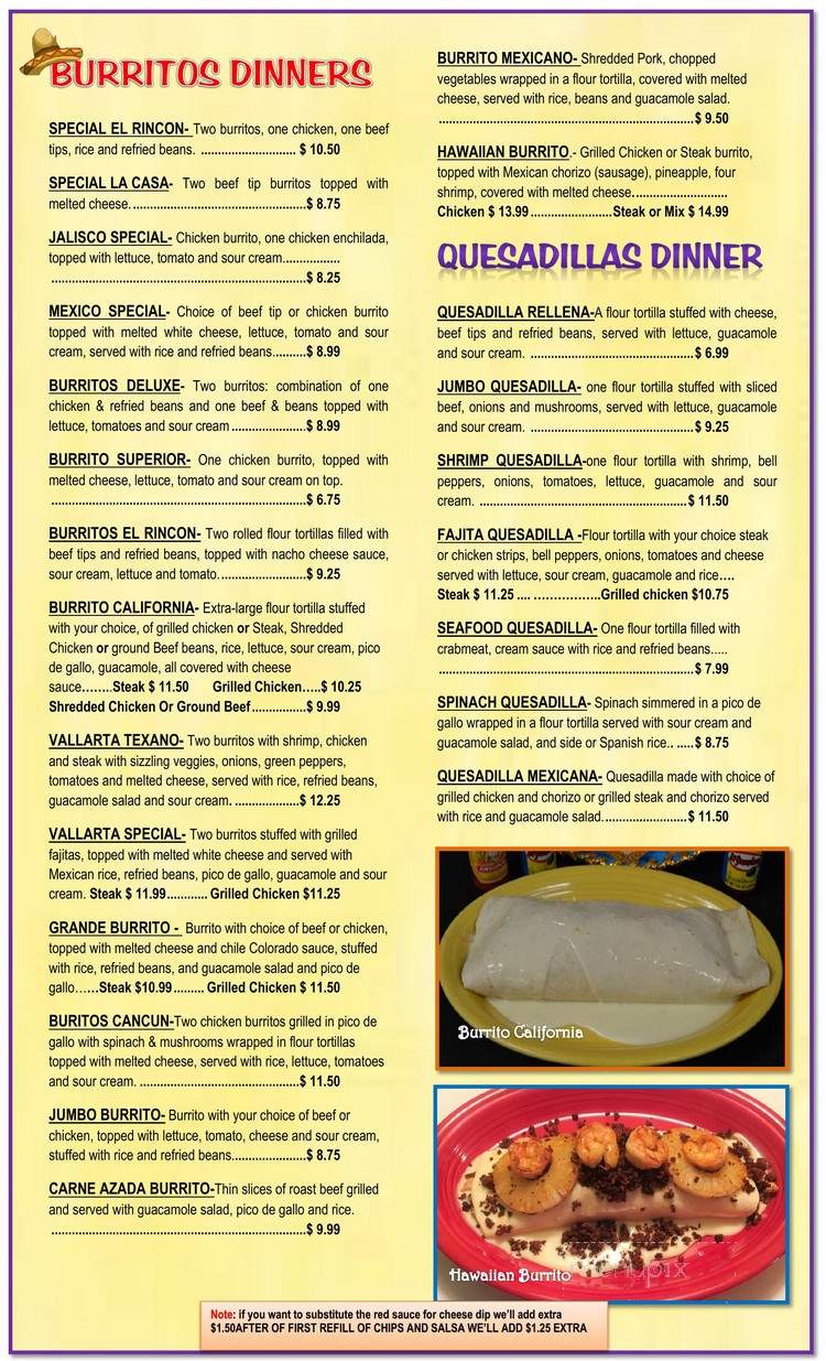 El Rincon Mexican Restaurant - Bridgeport, WV menu_pic