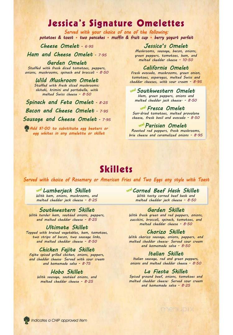 Jessica's Restaurant - Roscoe, IL menu_pic