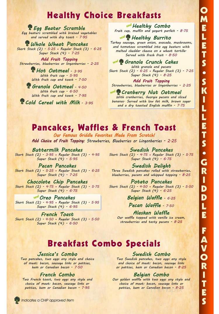 Jessica's Restaurant - Roscoe, IL menu_pic