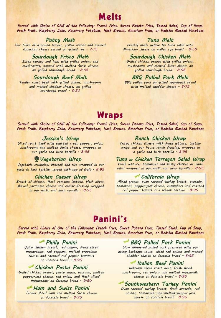 Jessica's Restaurant - Roscoe, IL menu_pic