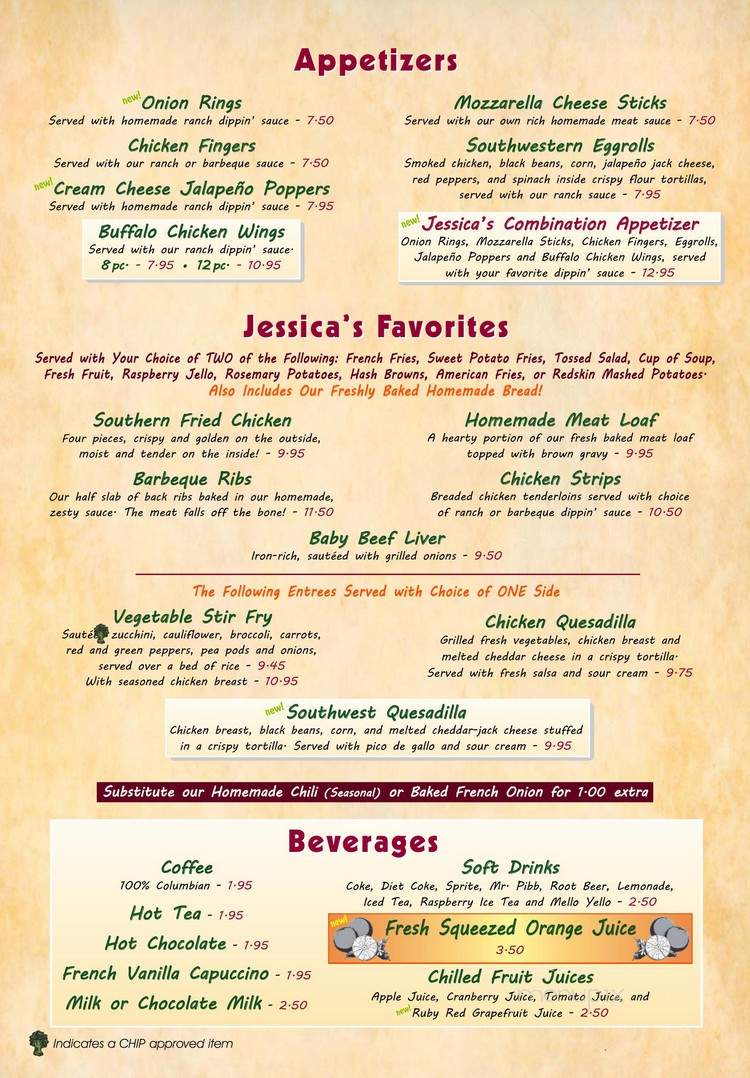 Jessica's Restaurant - Roscoe, IL menu_pic