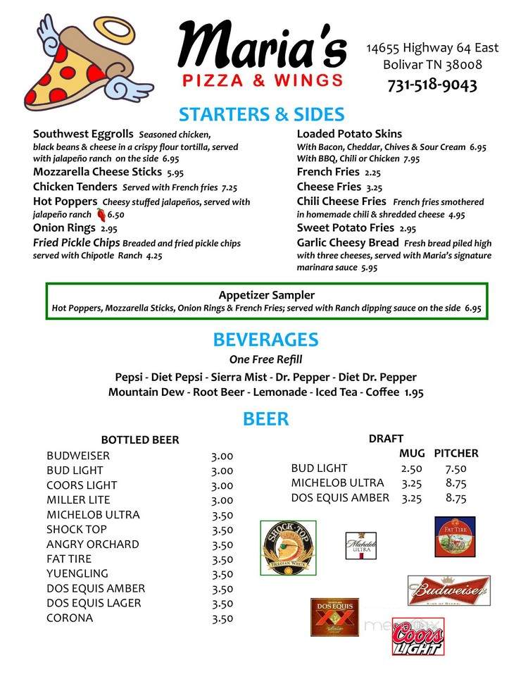 Maria's Pizza And Wings - Bolivar, TN menu_pic