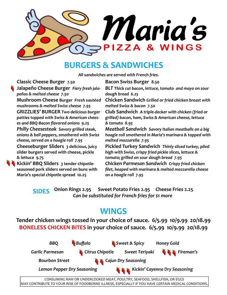Maria's Pizza And Wings - Bolivar, TN menu_pic