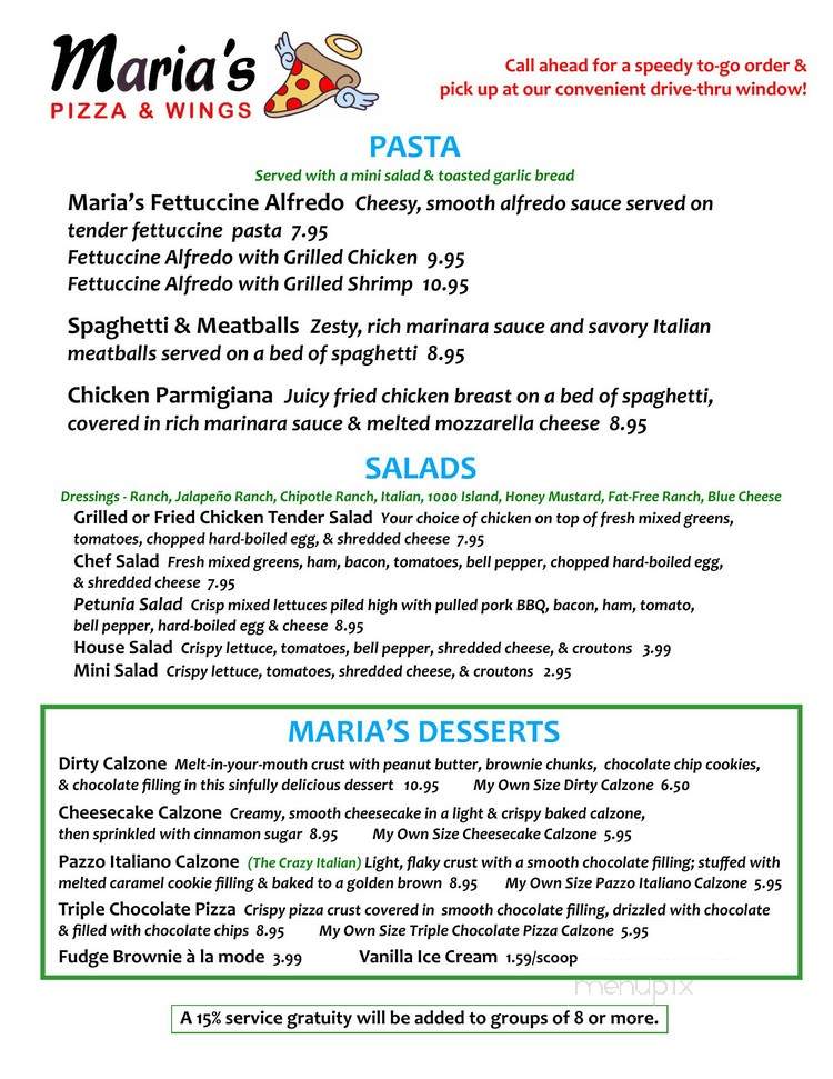 Maria's Pizza And Wings - Bolivar, TN menu_pic