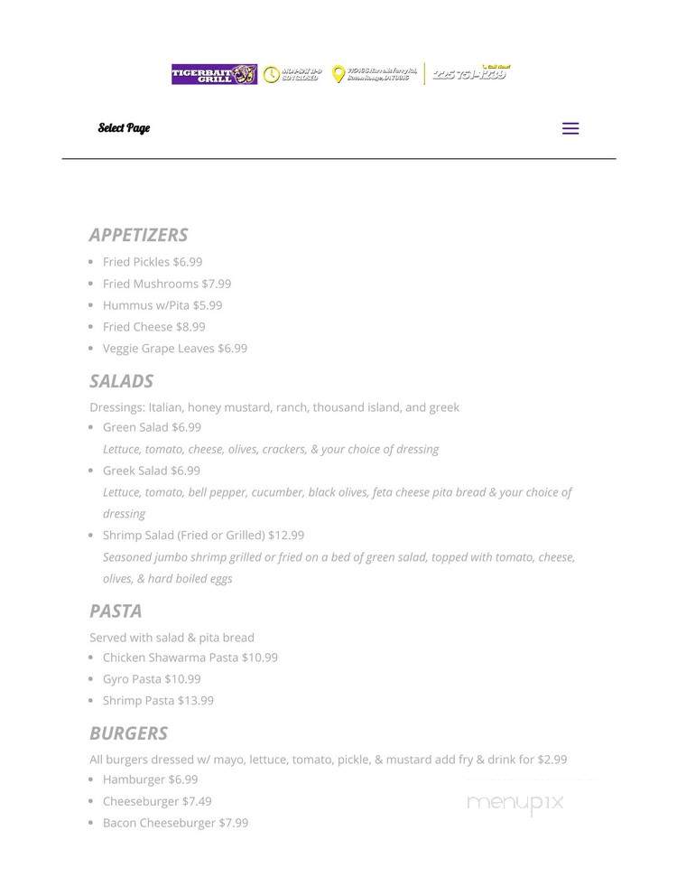 Tiger Bait Grill - Baton Rouge, LA menu_pic