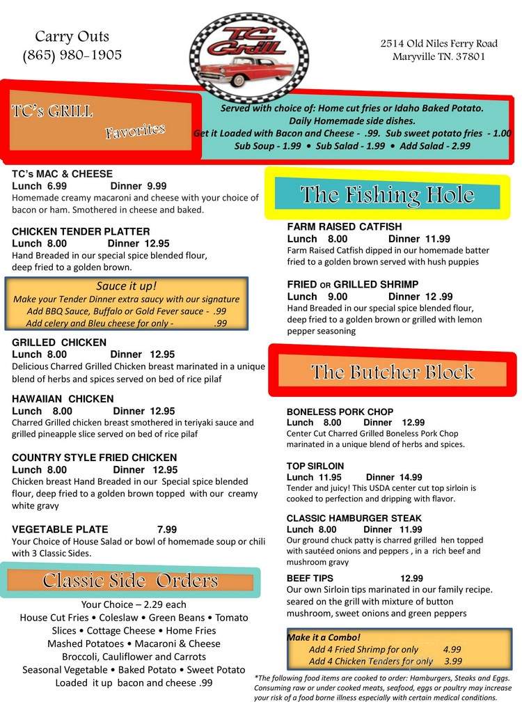 T.C.'s Grill - Maryville, TN menu_pic