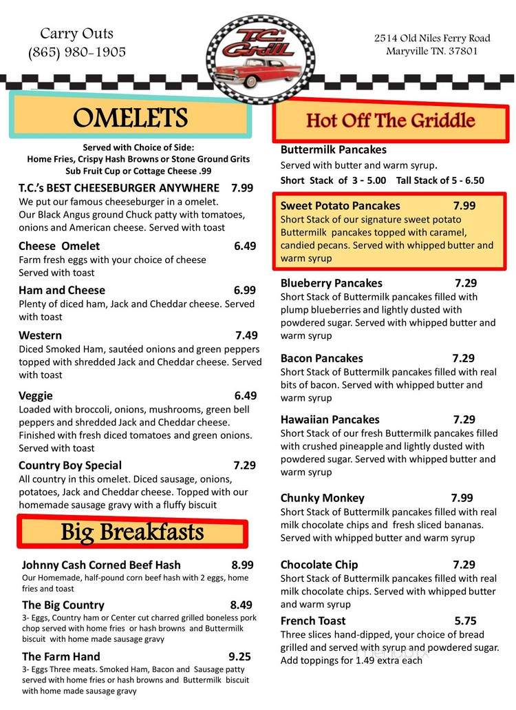 T.C.'s Grill - Maryville, TN menu_pic