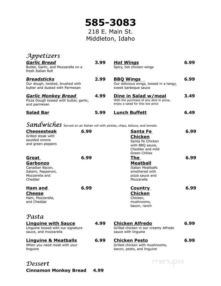 Spot Pizza - Marsing, ID menu_pic