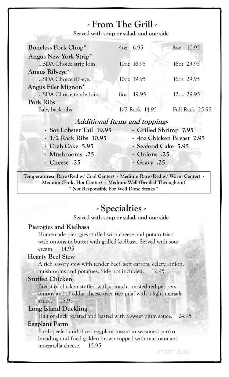 Tannersville Inn - Tannersville, PA menu_pic