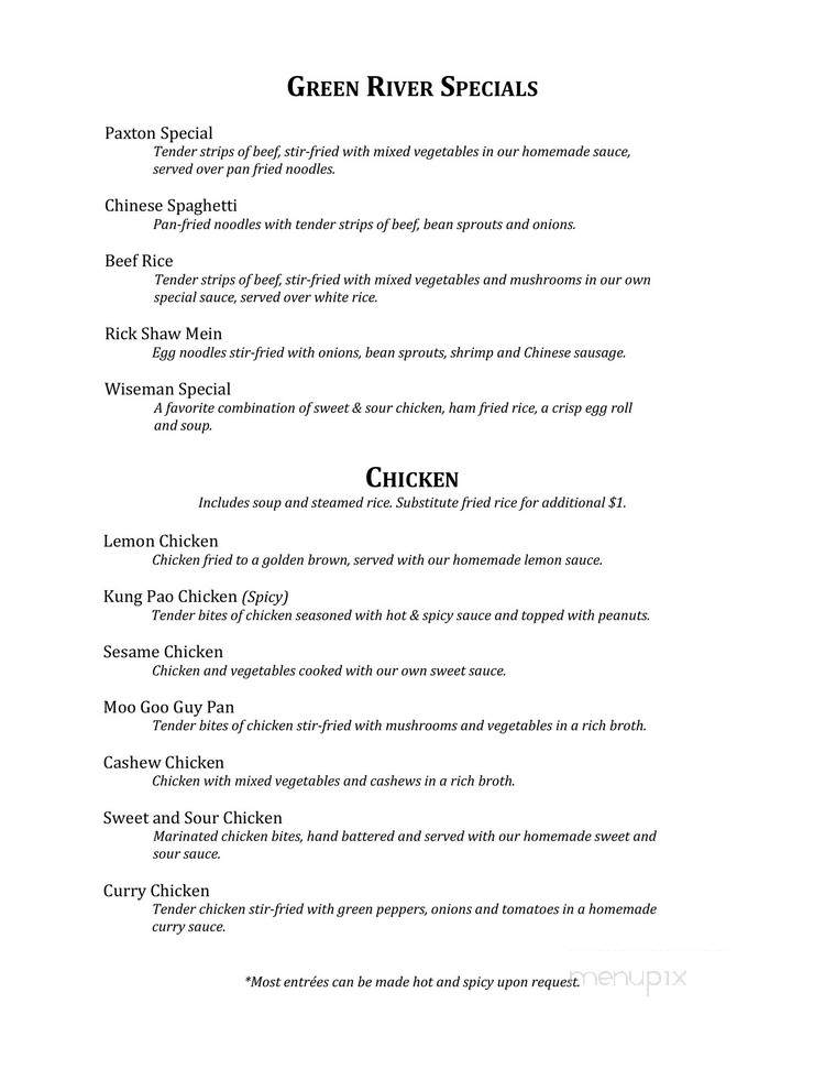 China Garden - Green River, WY menu_pic