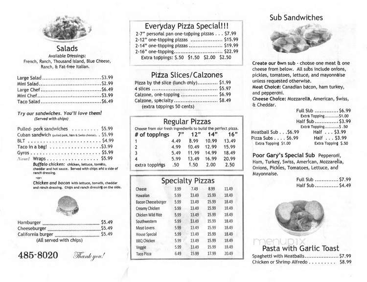 Poor Gary's Pizza - Moose Lake, MN menu_pic