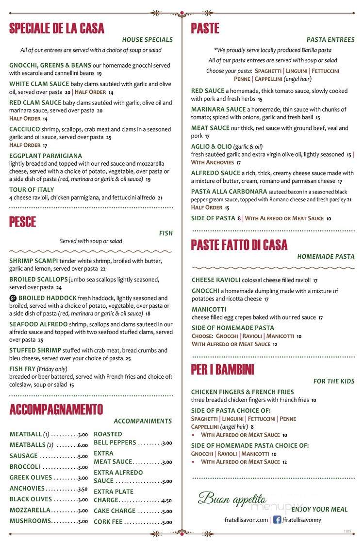 Fratelli's Restaurant - Avon, NY