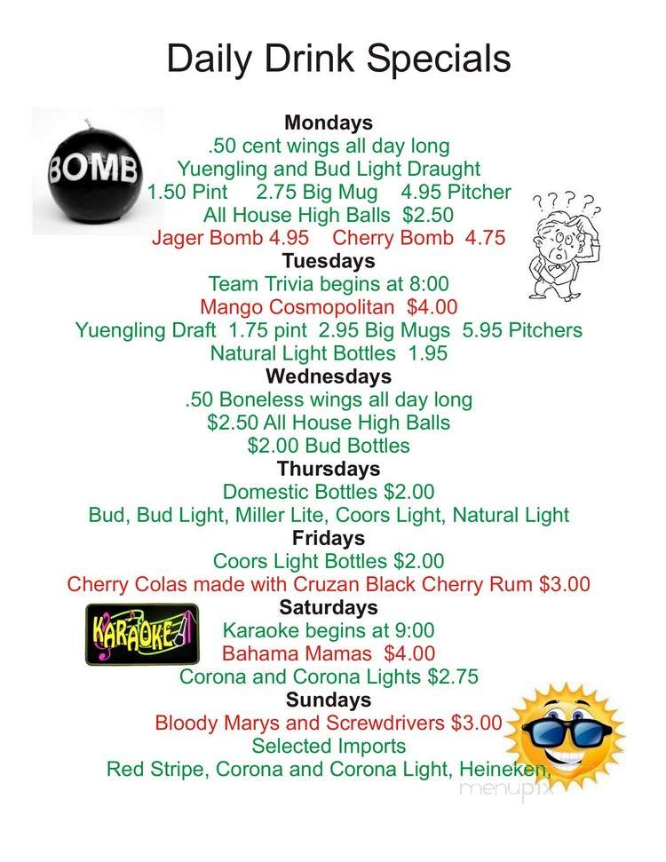 O'Cools - Wilson, NC menu_pic