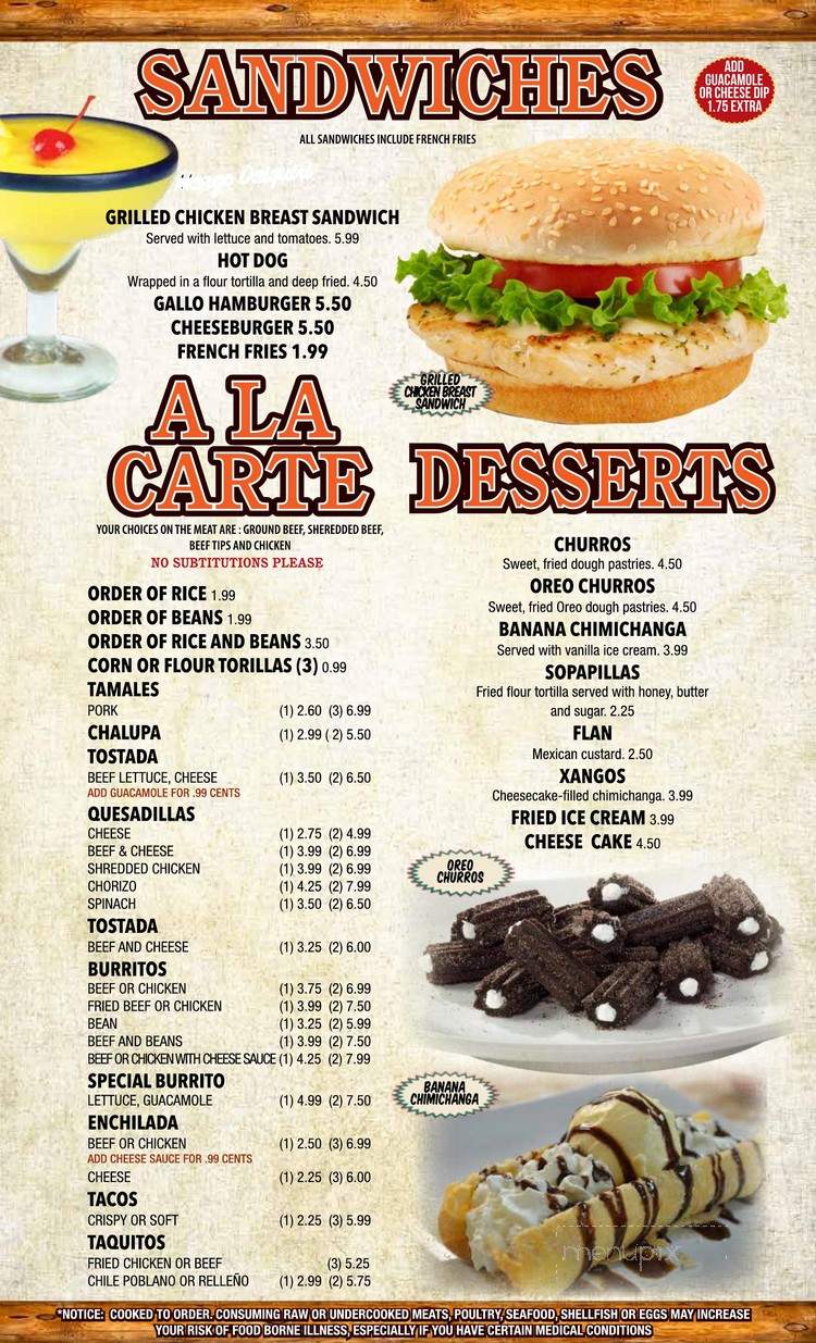 El Cazador - Englewood, OH menu_pic