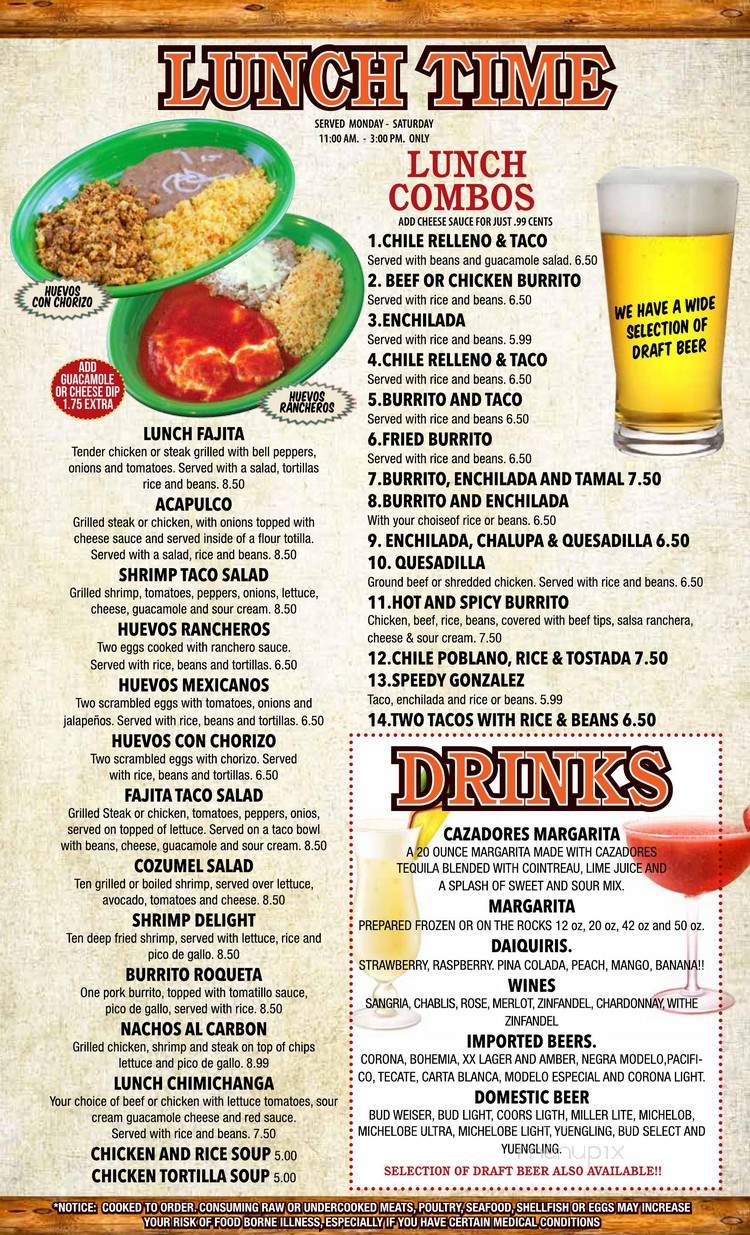 El Cazador - Englewood, OH menu_pic