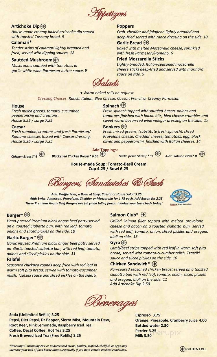 Bonkers Restaurant - Page, AZ menu_pic