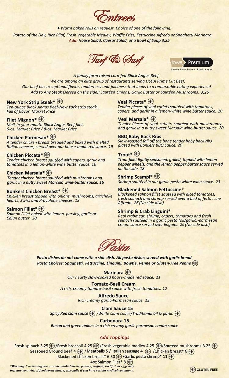 Bonkers Restaurant - Page, AZ menu_pic