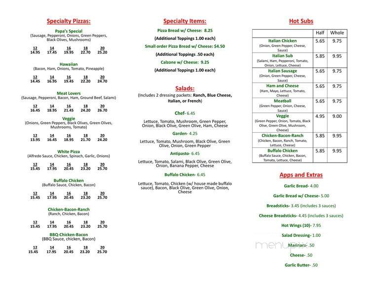 Papa's Pizzeria - Edwardsburg, MI