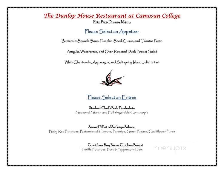 Dunlop House Restaurant - Saanich, BC menu_pic