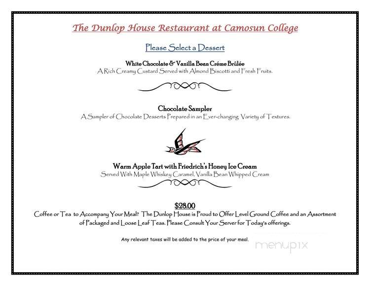 Dunlop House Restaurant - Saanich, BC menu_pic