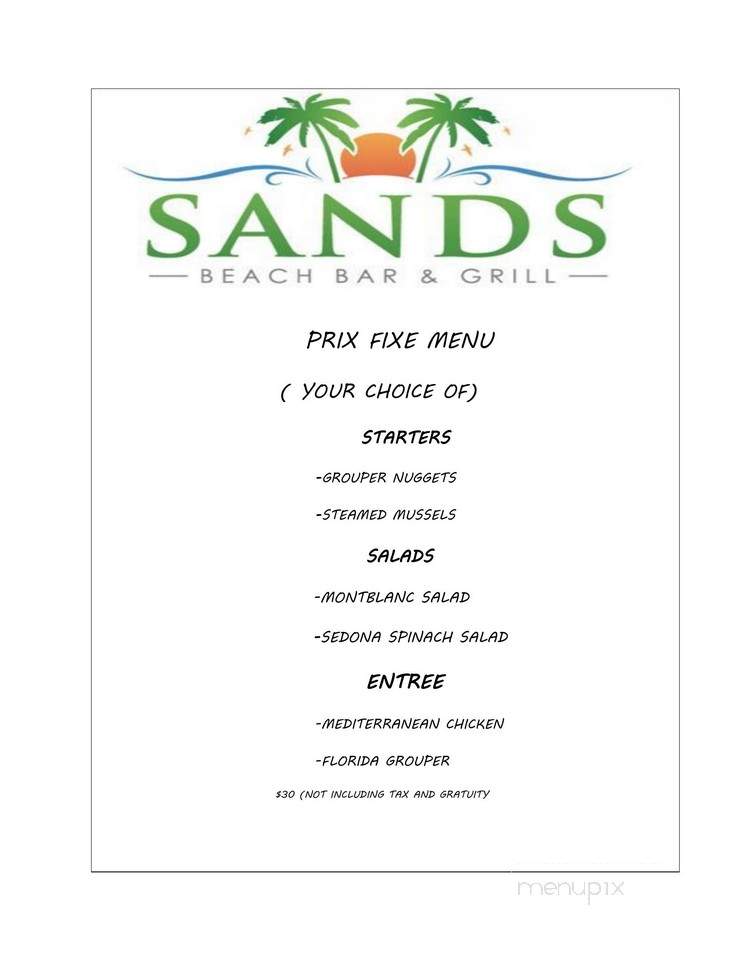 Sands Beach Bar Grill - Clearwater, FL menu_pic