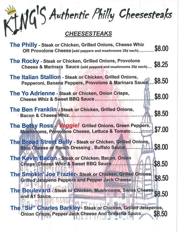 King's Authentic Philly Cheesesteak - Raleigh, NC menu_pic