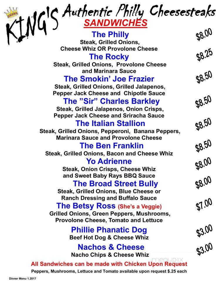 King's Authentic Philly Cheesesteak - Raleigh, NC menu_pic