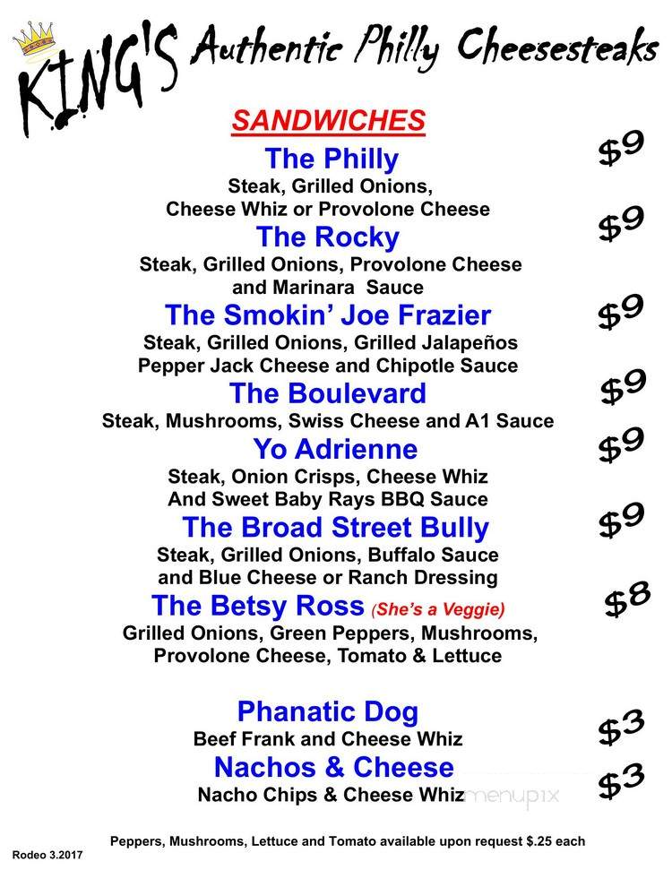 King's Authentic Philly Cheesesteak - Raleigh, NC menu_pic