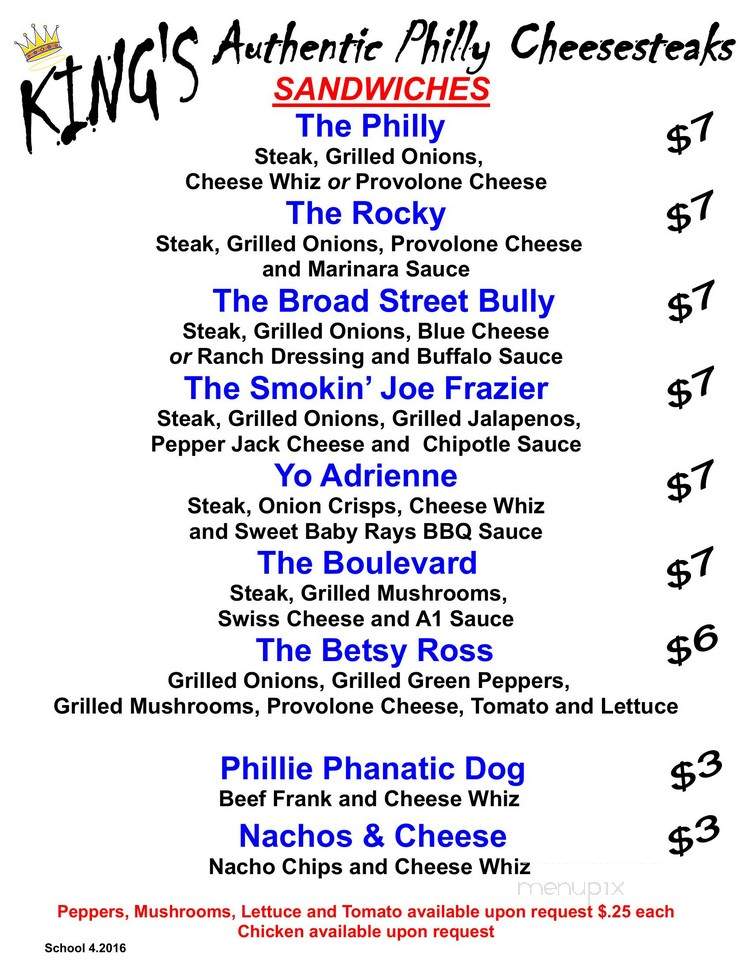 King's Authentic Philly Cheesesteak - Raleigh, NC menu_pic