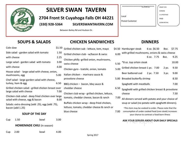 Silver Swan Tavern - Cuyahoga Falls, OH menu_pic