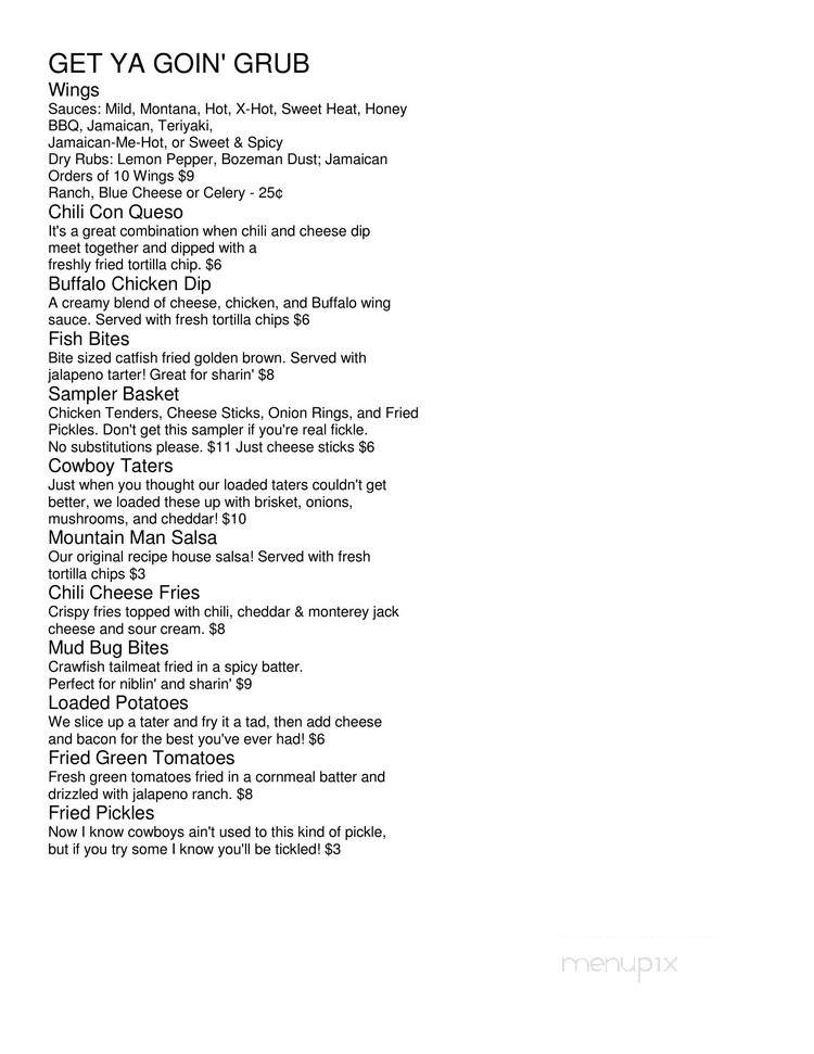 Montana Saloon & Grill - Lincoln, AL menu_pic