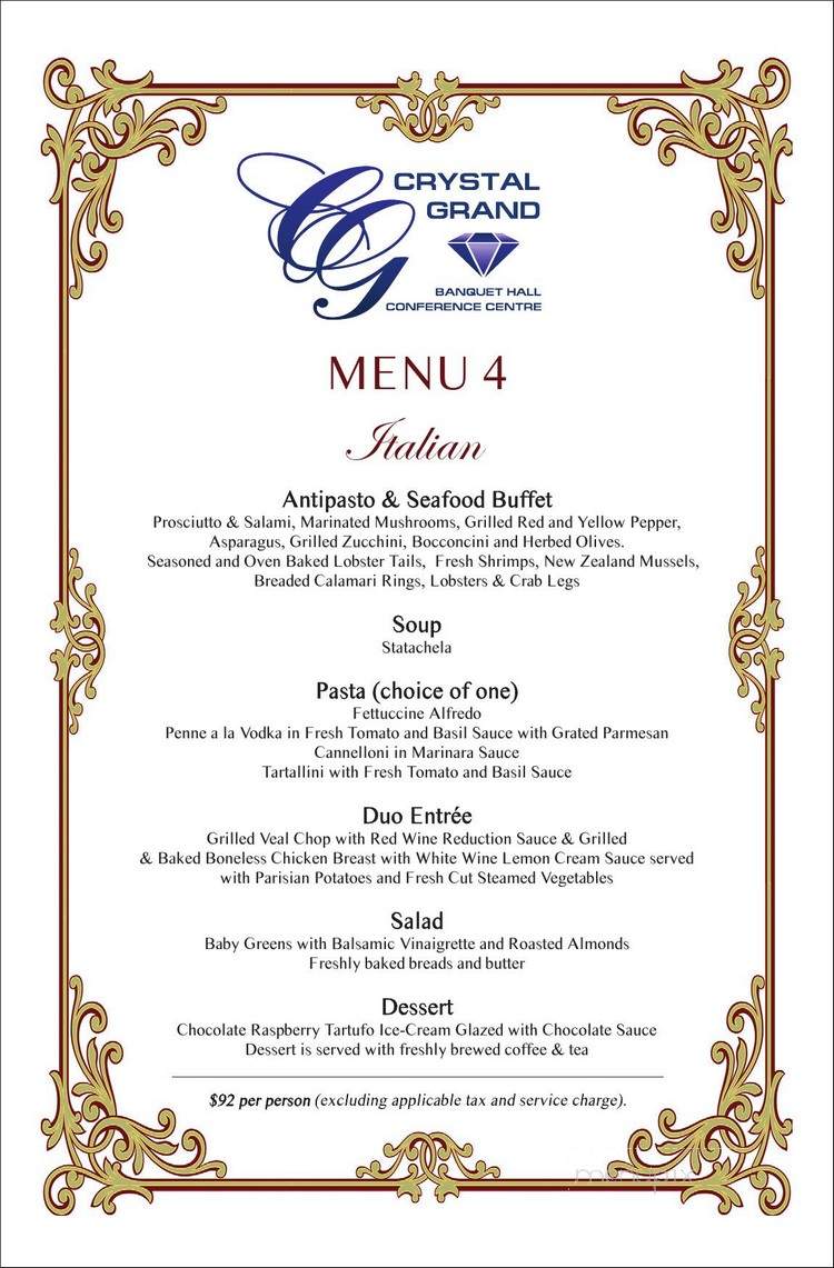 Crystal Grand Banquet Hall - Mississauga, ON menu_pic