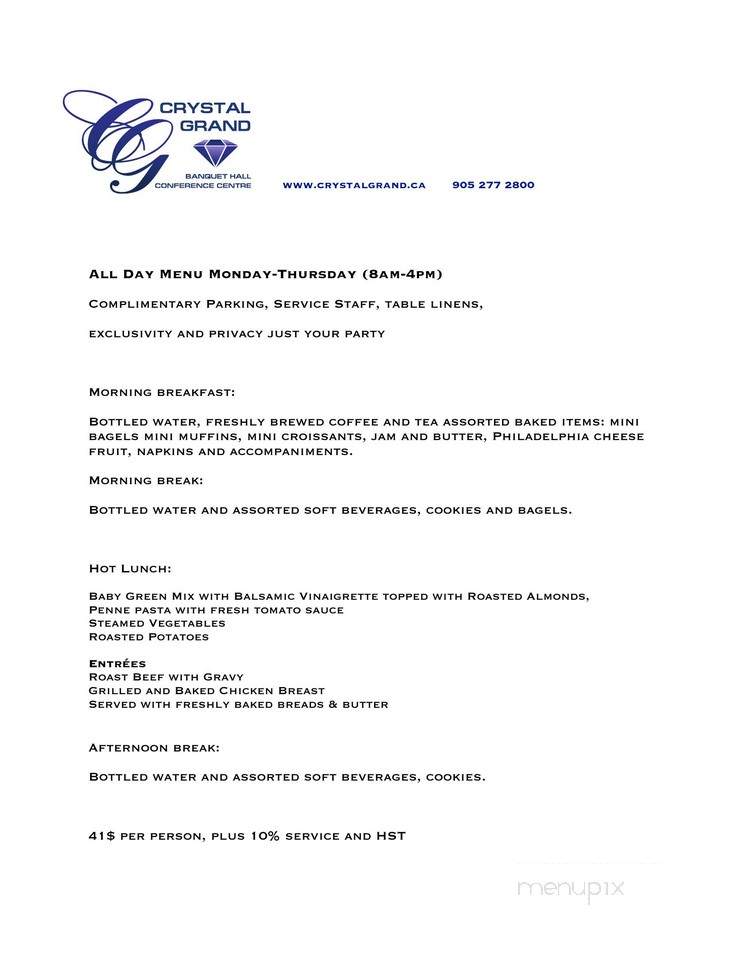 Crystal Grand Banquet Hall - Mississauga, ON menu_pic