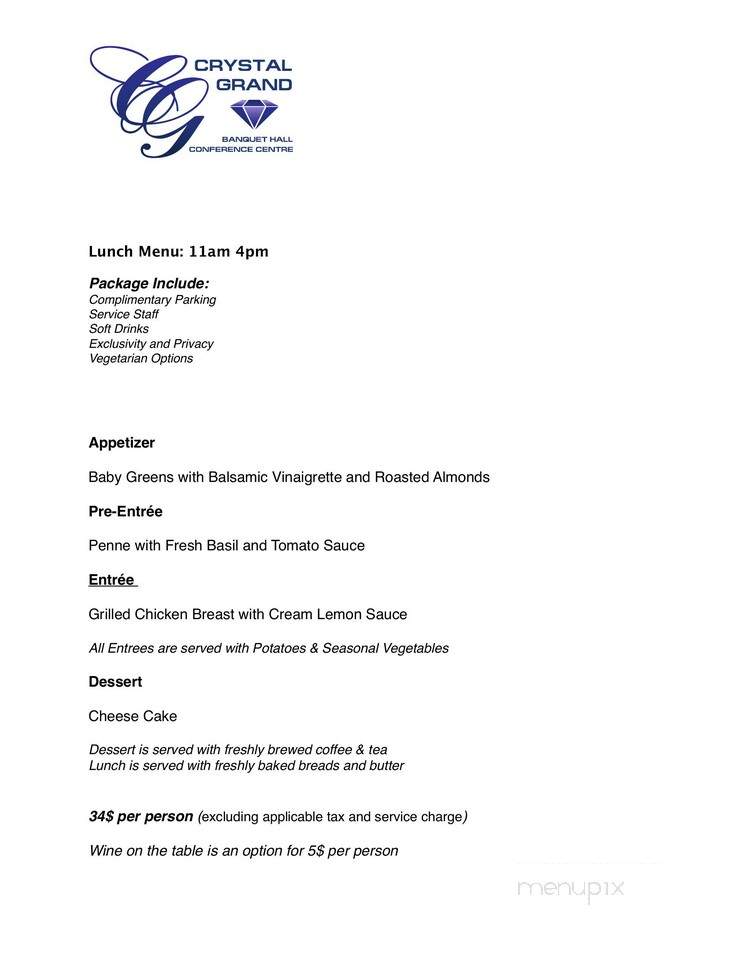 Crystal Grand Banquet Hall - Mississauga, ON menu_pic