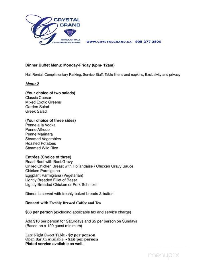 Crystal Grand Banquet Hall - Mississauga, ON menu_pic