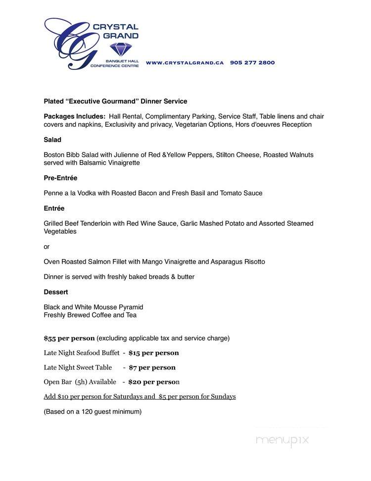 Crystal Grand Banquet Hall - Mississauga, ON menu_pic