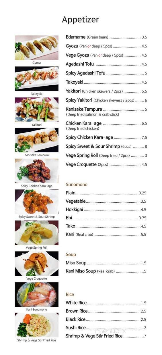 Minori Sushi Restaurant - Delta, BC menu_pic