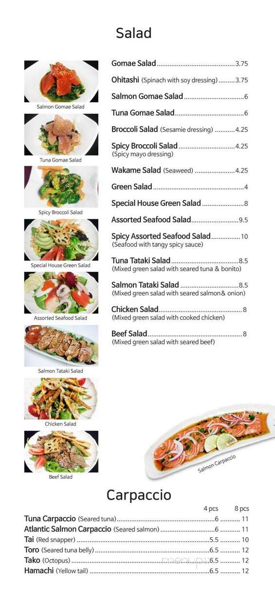 Minori Sushi Restaurant - Delta, BC menu_pic