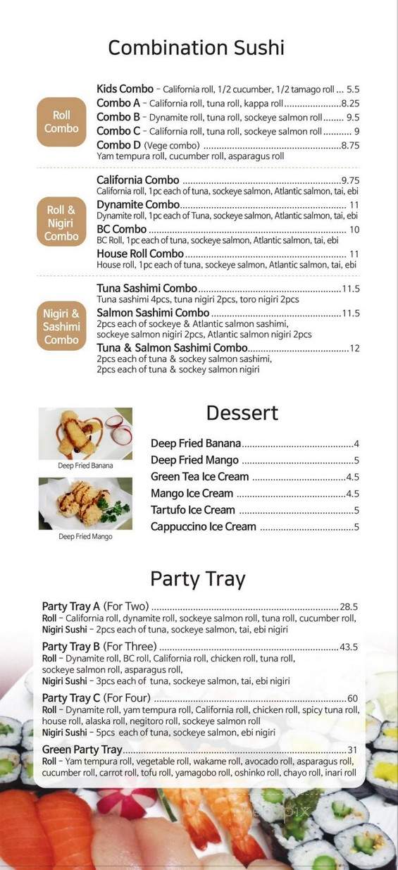 Minori Sushi Restaurant - Delta, BC menu_pic