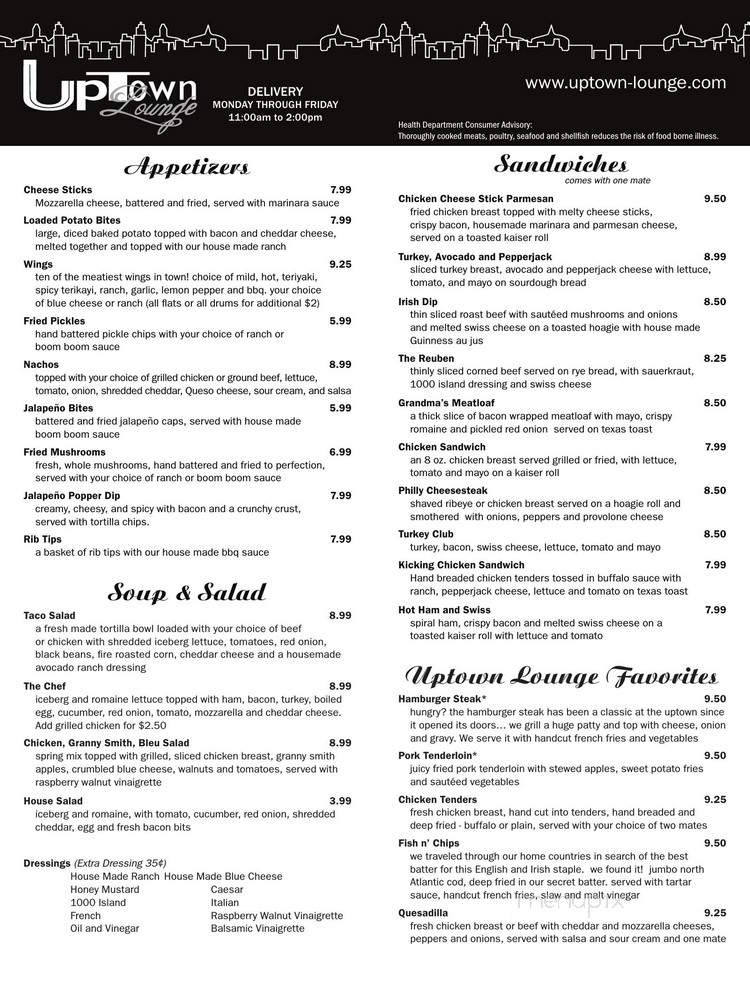 Uptown Lounge & Restaurant - Anderson, SC menu_pic