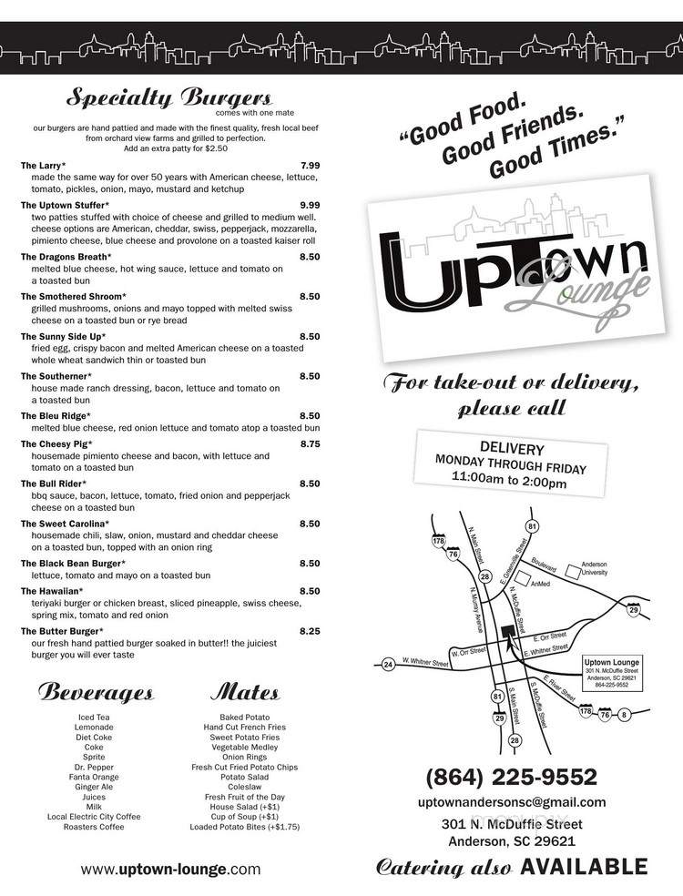 Uptown Lounge & Restaurant - Anderson, SC menu_pic